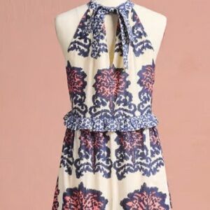 Floral Halter Dress in Blue and Red